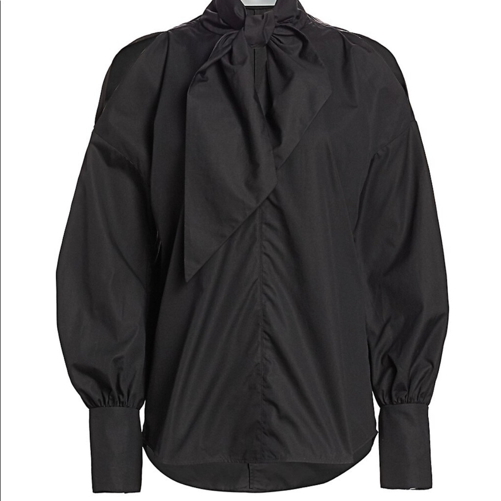 SILVIA TCHERASSI Gemma Poplin Puff-Sleeve Blouse